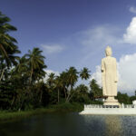 Peraliya Buddha Statue, the Tsunami Memorial in Hikkaduwa, Sri Lanka. Action. Touristic attraction, famous landmark