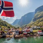 Beautiful Fishing village Undredal close the fjord near the Flam in Norway