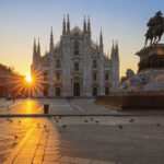 Famous Duomo at sunrise, Milan, Europe.
