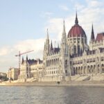 A distant shot of Hungarian Parliament Building in Budapest, Hungary