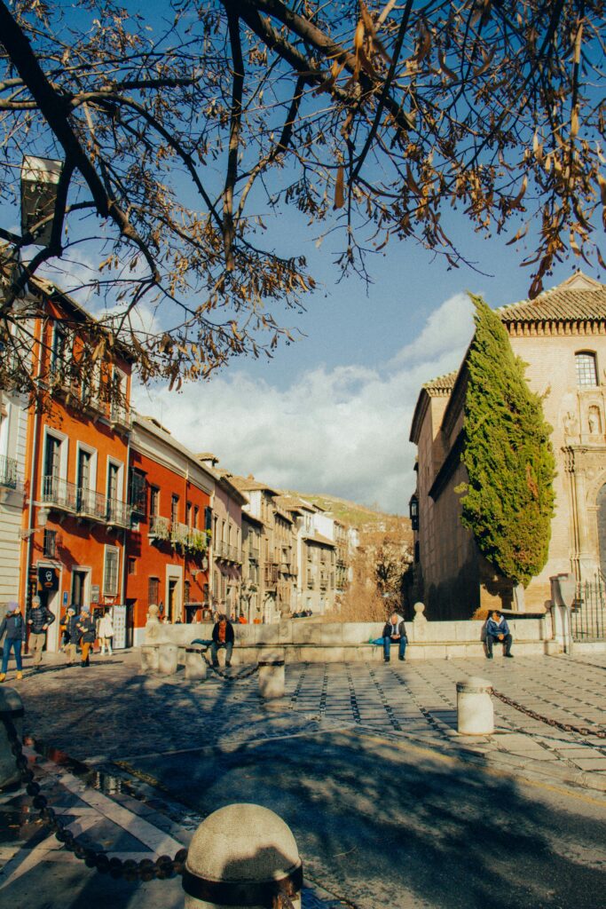 Captivating view of traditional architecture in a historic district of Granada, Spain.