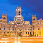 View of Palacio de Cibeles in summer evening. Madrid, Spain