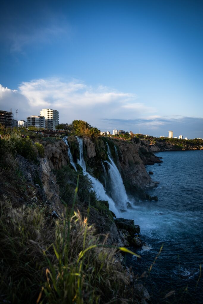 Experience the breathtaking Duden Waterfalls cascading into the Mediterranean Sea in Antalya, Türkiye.